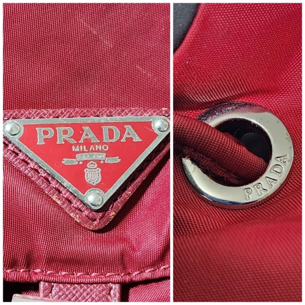Authentic PRADA Tessuto Nylon Vela Medium Backpack Red - Picture 12 of 14